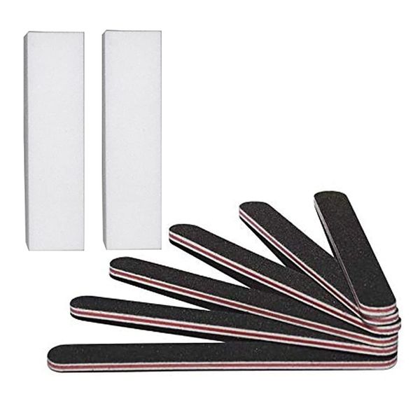 Haobase 6Pcs Nail Files and 2Pcs Buffer, Professional Manicure Tools Kit Rectangular Art Care Buffer Block Tools 100/180 Grit