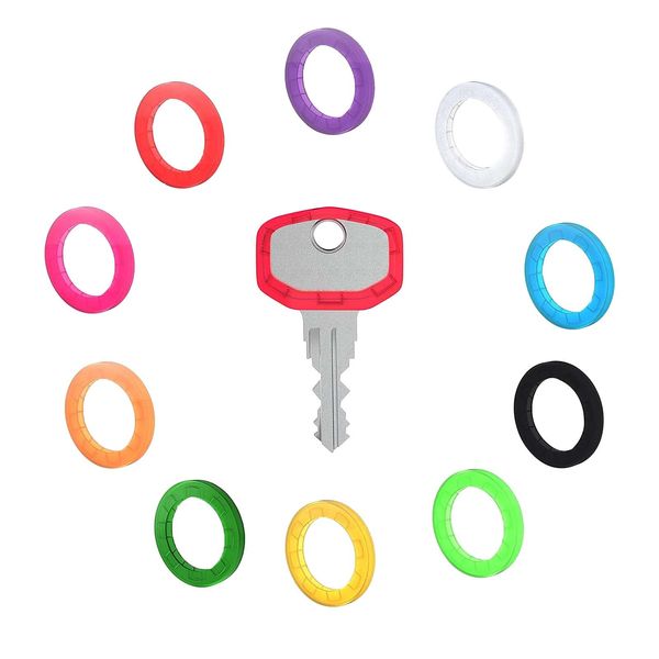 ZZLBZN Key Covers Caps, 12Pcs Key Colour Caps Key Identifier Caps Round Key Caps, Flexible Key Covers Rings Coloured Key Identifiers Caps Easy Identifying House Door Keys Colorful