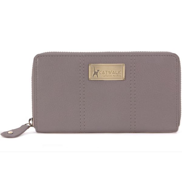 Catwalk Collection Handbags - Ladies Medium Leather Purse - Women's Wallet with 8 Card Slots & Coin Pocket - RFID Protection - GALLERY - Grey