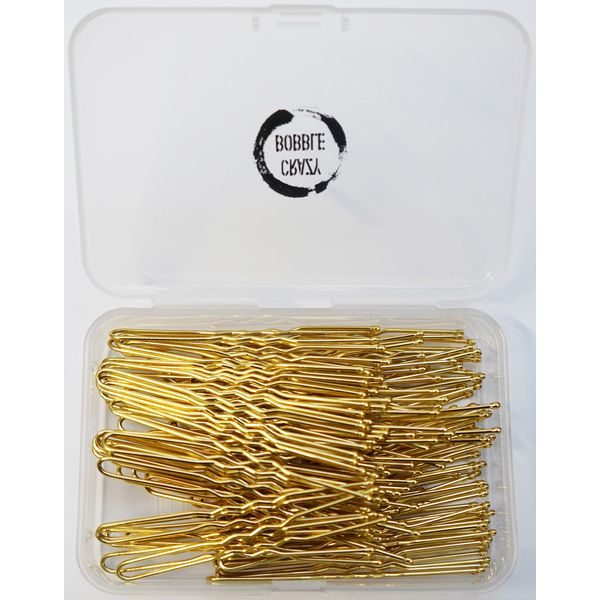 Crazy Bobble® U Shape Hair Pins. Ideal for Gripping Hair, Styling Hair Up, Hair Bun, Add Volume. (Box of 100) (6 cm, Gold)