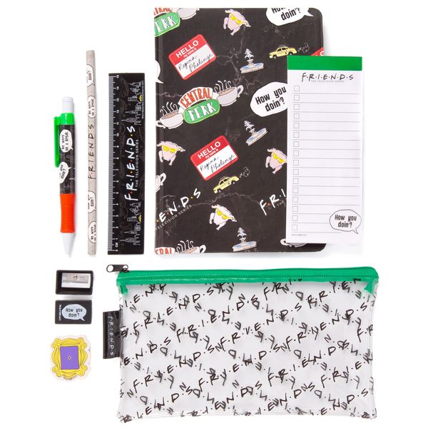 Friends Stationery Set Kids & Adults | A5 Central Perk Book, Ruler, Writing Pen, Pencil, Eraser, Sharpener & F.R.I.E.N.D.S Pencil Case School Supplies Gifts