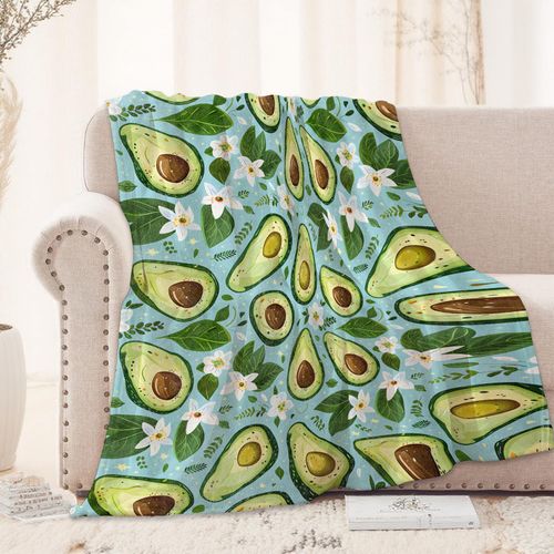 Avocado Blanket 50X60 in, Flannel Throw Blankets for Travel Camping Sofa Living Room Decor, Lightweight Cozy Soft Fuzzy Gifts for Women Adults Kids