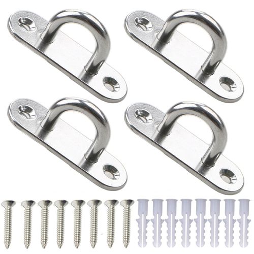YUNMMTC 4PCs 3.2 Inch Ceiling Hooks 304 Stainless Steel Heavy Duty M8 Hardware Eye Hooks with Screws and Plastic Expansion Tube
