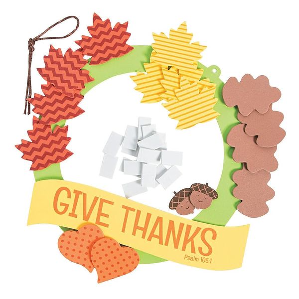 Craft County Thanksgiving Themed DIY Craft Kits – Art Projects for The Holidays – Thankful Wreath Craft (12 Piece Kit)