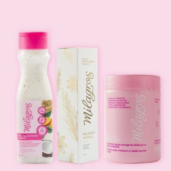 Milagros Kit Anticaida,Tonico Herbal,Colageno y Biorepolarizador