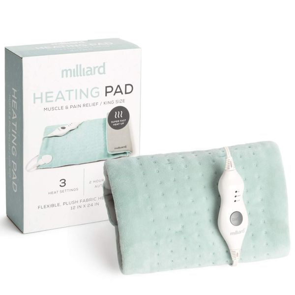 Milliard Electric Heating Pad – Heat Pad for Back Pain Relief, Neck and Shoulders, and Cramps - 12" x 24" (King Size)