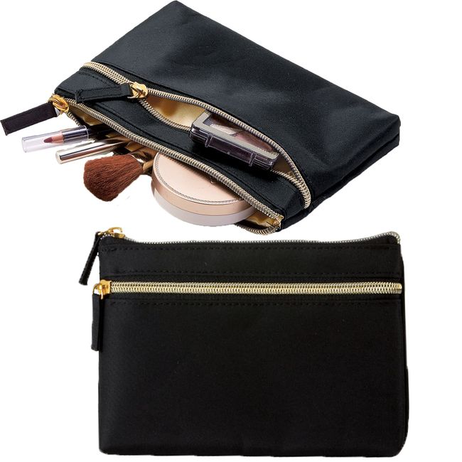 Esolle 145031 Makeup Pouch, Slim, Approx. 4.7 x 7.1 x 0.8 inches (12 x 18 x 2 cm), Stylish, Gorgeous, Eltrad Gold Series