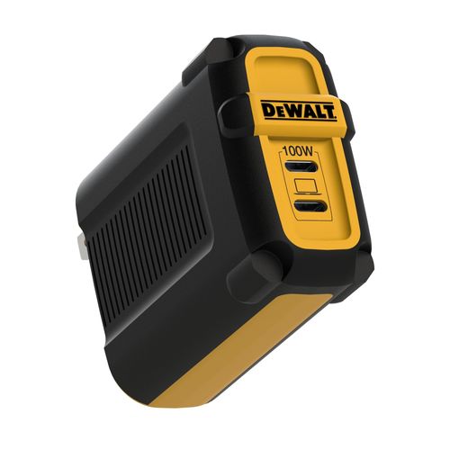 DEWALT 100W USB C Charger Block(GaN), 2 Port Fast Compact Wall Charger for MacBook Pro, MacBook Air, Google Pixelbook, ThinkPad, Dell XPS, iPad Pro, Galaxy S22/S20, iPhone 16/15/14/Pro, and More
