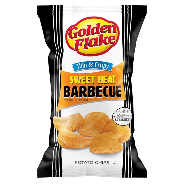 Golden Flake Sweet Heat BBQ Thin and Crispy Potato Chips 4.625 Ounce 4 Pack