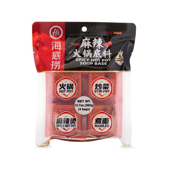 Haidilao Spicy Hot Pot Soup Base 4pc 360 g(pack 0f 2)