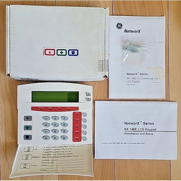 Caddx Security Interlogix NX-148E-CF LCD Keypad Fire Alarm Keypad GE Guide & Box