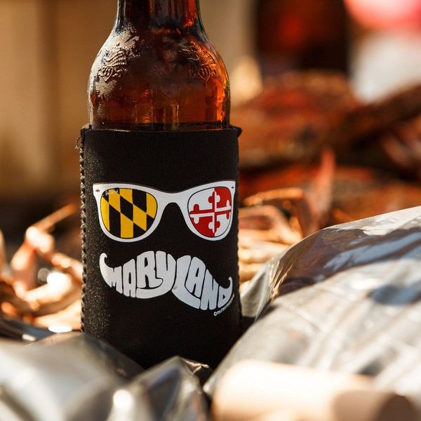 Maryland Mustache / Can Cooler - Black / 10/$6 Each