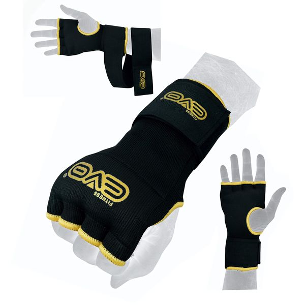 Evo Boxing Bag Inner GEL Gloves MMA Grappling hand wraps Martial Arts Bandages (Senior-L/XL)