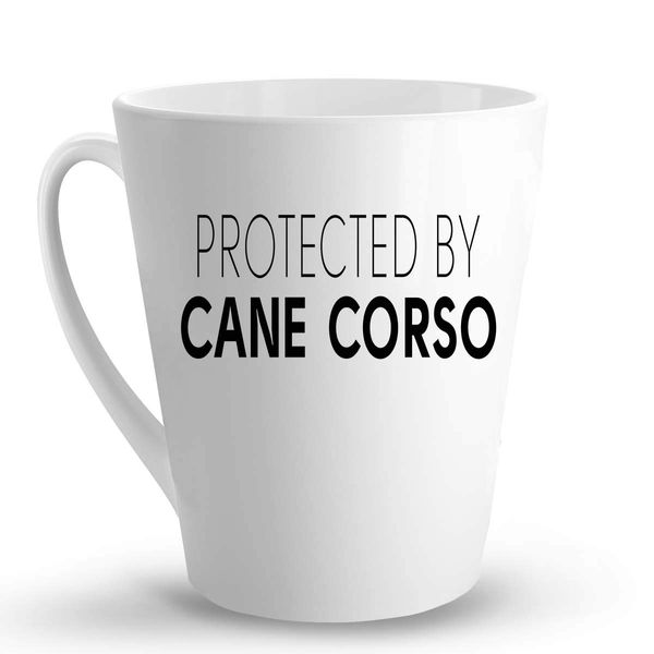 Makoroni - PROTECTED BY CANE CORSO - 12 Oz. Ceramic LATTE MUG Coffee Drinking Cup, DesT41