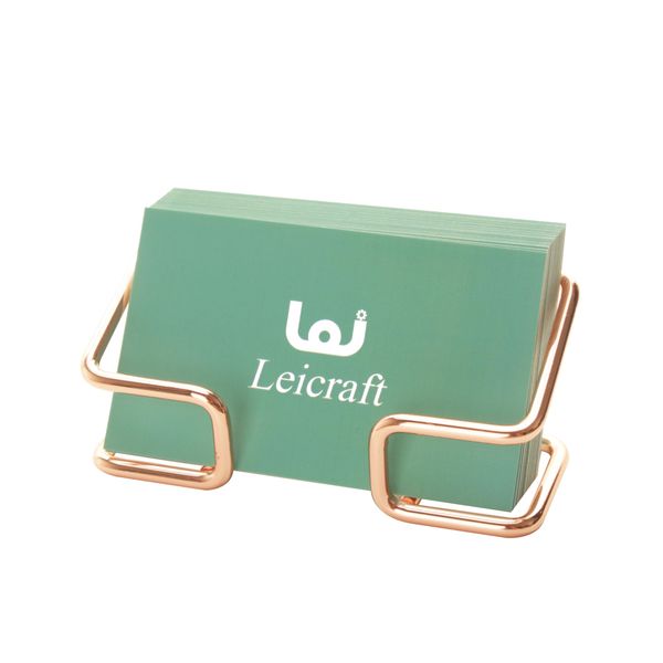 Leicraft Business Card Holder for Desk, Cute Metal Card Organizers and Office Desk Accessories for Men and Women (Rose gold)