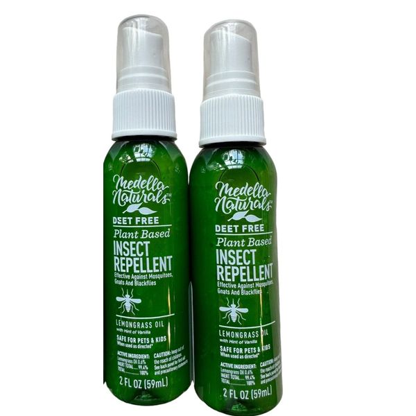 Set of 2 Medella Plant-Based Natural Insect Repellent - Two x 2 Oz Pump Sprayer