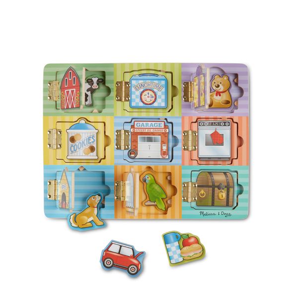 Melissa & Doug Hide and Seek Wooden Activity Board With Magnets Puzzles For Toddlers And Kids Ages 3+