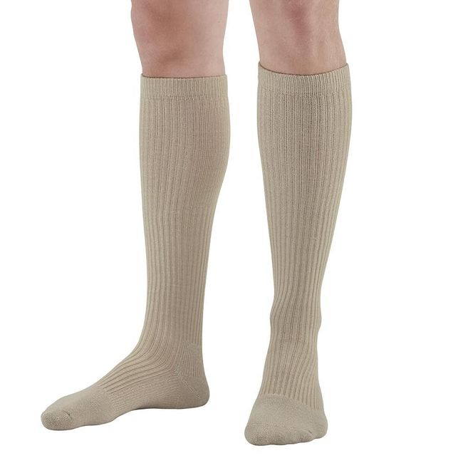 Ames Walker AW Men's Casual 15 20mmHg Compression Knee High Socks Tan Medium