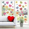 Cute Valentines Day Window Clings, Colorful Heart Shaped Reusable Static Window 