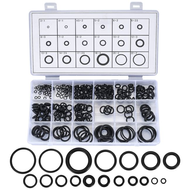 300 Stück Gummi Dichtungen Dichtungsringe Set, O Ringe Sortiment, Gummidichtungen Unterlegscheiben für Autos Fahrzeugen Sanitäranlagen, 18 verschiedene Größen mit Durchmesser 3-22 mm