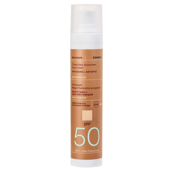 Korres Red Grape Tinted Face Sunscreen SPF50, white
