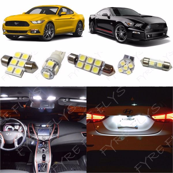 8x White LED lights interior package kit 2015 - 2017 2018 2019 2020 Ford Mustang