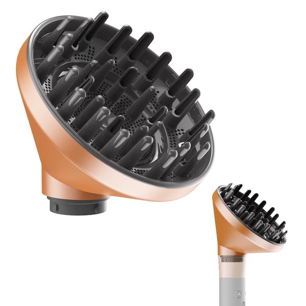 Upgraded Diffuser for Dyson Airwrap, Nozzle for All Models of Dyson Curling Iron, Diffuser Nozzle Attachment, Gold