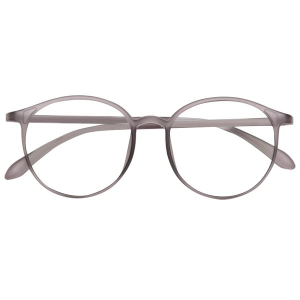 Dollger Blue Light Reduction Glasses, Blue Light Reduction, Date Glasses, Stylish, PC Glasses, Round Glasses, 0.6 oz (17 g), Computer Glasses, Black, grey (grey marl)
