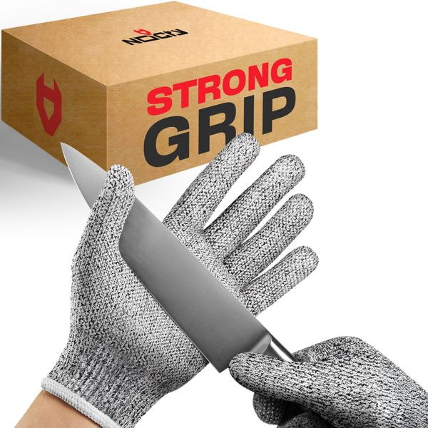 NoCry Cut Resistant Gloves Food Grade with Grip Dots for Superb Grip - Breathable & Lightweight Cutting Gloves for Chefs - Ambidextrous - Cut Resistant Kitchen Gloves for Cutting or Woodworking Gloves