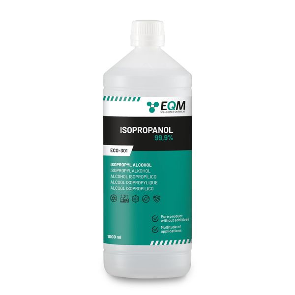 EQM SOLUCIONES QUIMICAS | ECO-301 | Isopropanol Isopropylalkohol 99.9% | 1L | Reinigung von elektronischen Bauteilen, Linsen und Bildschirmen | Reinigung von Harzen im 3D-Druck