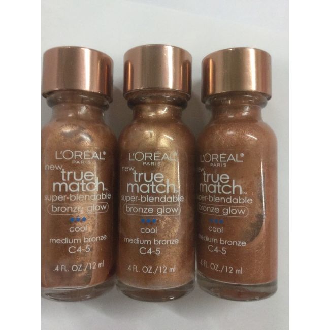 3 X L'OREAL True Match Super-Blendable Bronze Glow Cool Medium Bronze C 4-5.