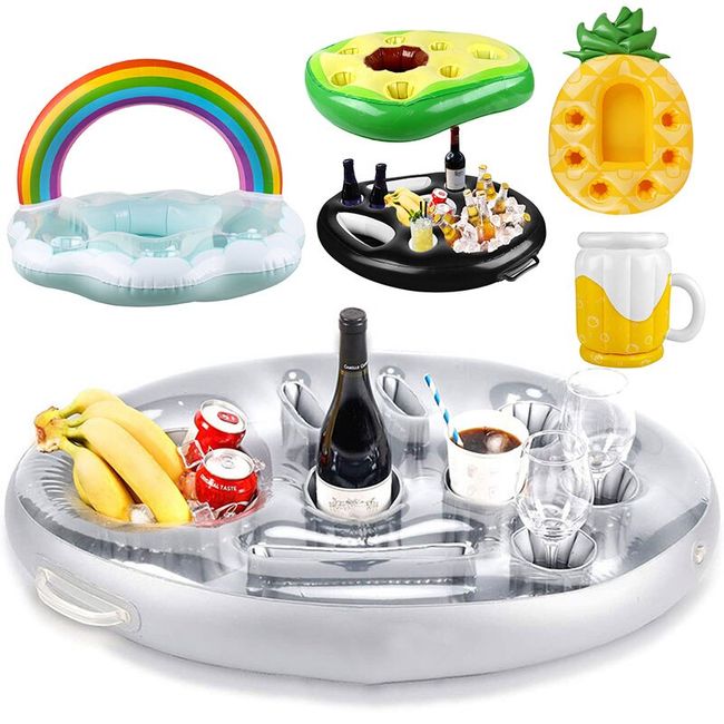 Inflatable Pool Drink Holder Floating Summer Party Bucket Cup Holder  Drinking Bar Tray for Hot Tub Swimming Pool Accessories