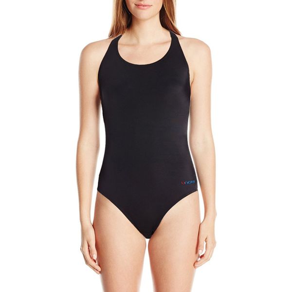 UNOW Women Pro Training Racerback Slimming One Piece Swimsuit (Black, L-XL)