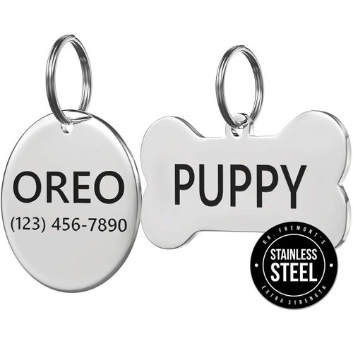 Stainless Steel Pet ID Tag Front and Back Custom for Dog Cat Personalized