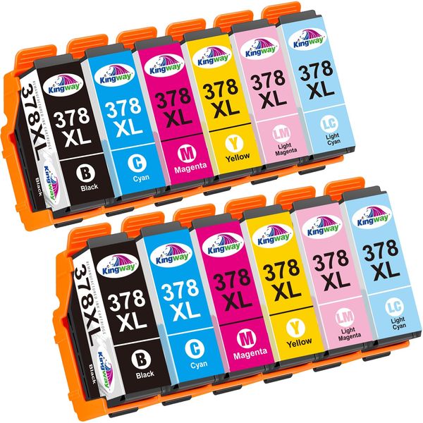 KINGWAY 378XL Ink Cartridges Remanufactured for Epson 378 378XL Ink Cartridges Multipack Work on Epson Expression Photo XP-8600 XP-8500 XP-8700 XP-8605 XP-8505 XP-8005 XP-8000 XP-15000 XP8500 XP8600