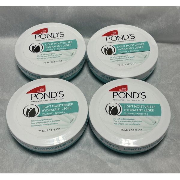 Lot of 4 New & Sealed Pond's Light Moisturiser Vitamin E + Glycerine 2.53oz