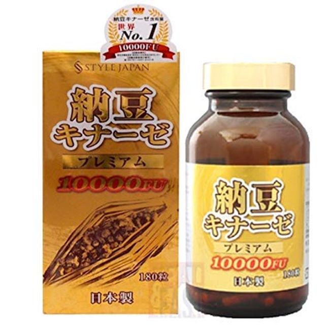 Style Japan Natto Quinase Premium 10000FU 180 Tablets, Made in Japan