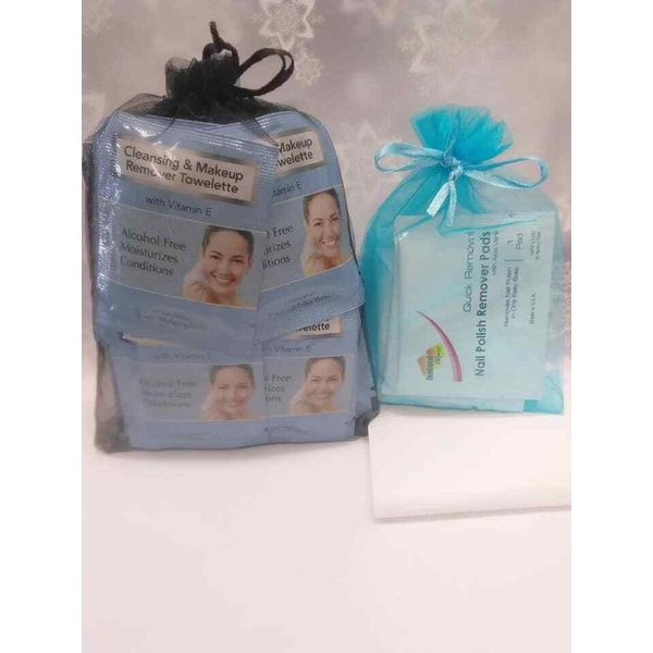 50 pcs DIAMOND Makeup Remover Towelette Wipes and 10pcs Nail Polish Remover Pads