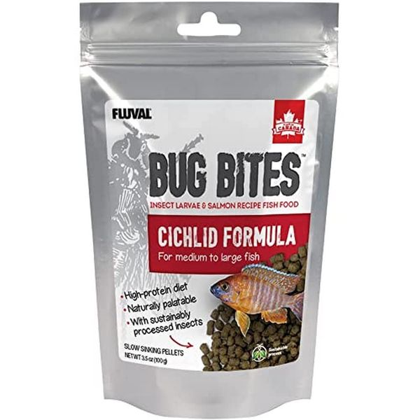 Fluval Bug Bites Cichlid Fish Food, Pellets for Medium to Large Sized Fish, 3.53 oz., A6581