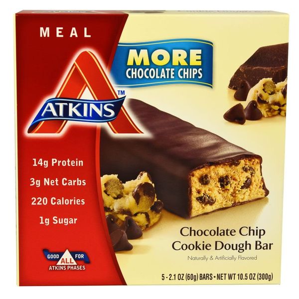 Atkins, Protein Rich Meal Bar, Chocolate Chip Cookie Dough Bars 5-2.1 Ounce