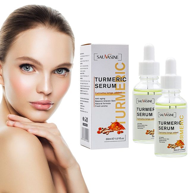 2PCS Turmeric Dark Spot Corrector Serum, Turmeric Repair Face Serum, All Natural Skin Brightening Serum, Aufhellendes Serum für Pickel & dunkle Flecken, für jeden Hauttypen