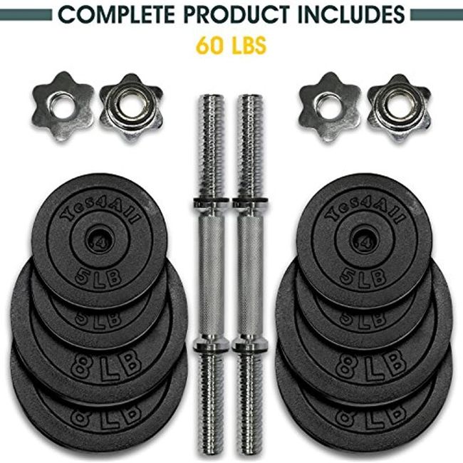 Yes4all 1-Inch Cast Iron Weight Plates for Dumbbells Standard Weight