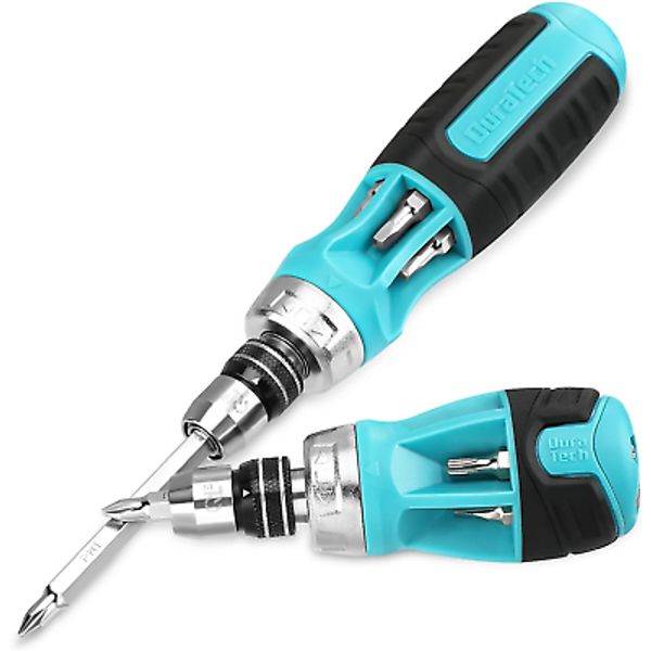 2Pcs Ratcheting Screwdriver Set, 12-In-1 Multi-Bit Standard/Stubby Screw Driver