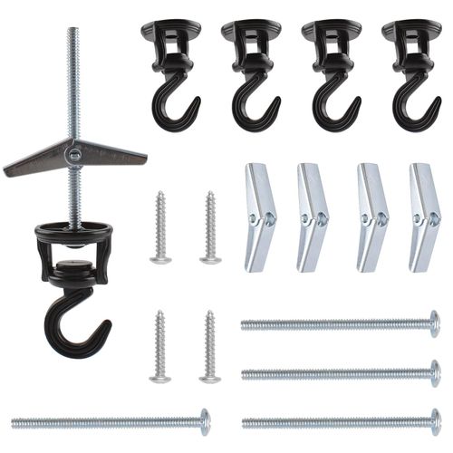 INCREWAY 4pcs Rotary Ceiling Hook, Black Heavy Duty Rotatable Ceiling Hook, Swag Lamp Hook for Hanging Plants Chandelier Basket