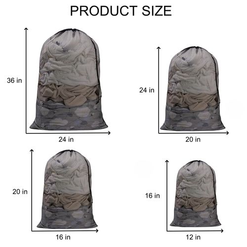 Mesh Laundry Bags, Pack of 4 Durable Drawstring Laundry Washing Bags for Delicates, Garments, Lingerie, Socks, Bras and Baby Clothes(Black)