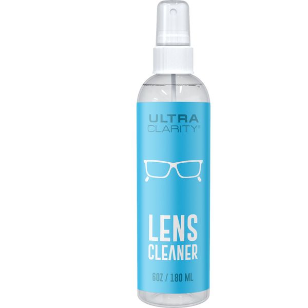 ULTRA CLARITY Powered by Nano Magic | Lens Cleaner 6oz Spray Bottle | Ideal for Coated Glasses Sunglasses Goggles Glass Camera Lenses Phone Laptop Screen Mirrors Gentle Formula Haze-Free Streak-Free