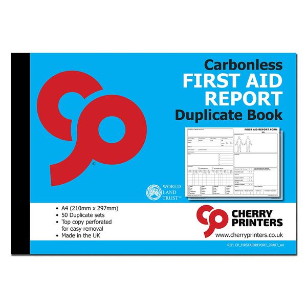 Cherry Carbonless NCR First Aid Report Duplicate Book A4 50 Sets