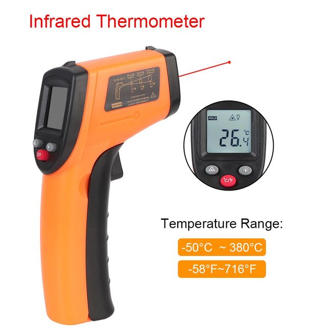 Temperature Measuring Gun, Infrared Thermometer, Industrial Thermometer,  with LCD Display GM320S for Hot Water Pipes Engine Parts Surface(Blue)
