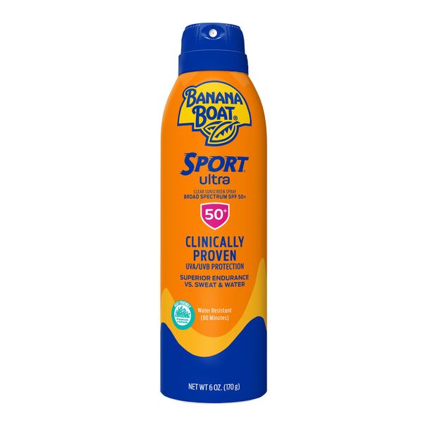 Banana Boat Sport Ultra SPF 50 Sunscreen Spray, 6oz | Banana Boat Sunscreen Spray SPF 50, Oxybenzone Free Sunscreen, Sport Sunscreen Sunblock, Spray On Sunscreen, Water Resistant Sunscreen SPF 50, 6oz