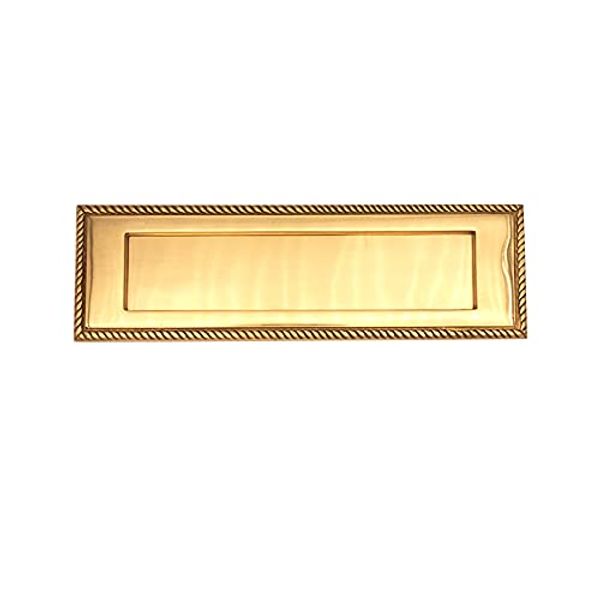 Solid Brass 10" x 3" Georgian Letter Plate Box Postal Brass & Chrome Heavy Sprung (Brass)
